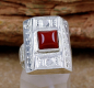 Preview: Handgefertigter Tuareg Ring - Silber mit rotem Karneol