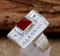 Preview: Handgefertigter Tuareg Ring - Silber mit rotem Karneol