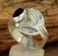 Preview: Schöner Tuareg Ring - Silber mit Onyx - verstellbar