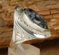 Preview: Schöner Tuareg Silber Ring mit Schneeflocken Obsidian