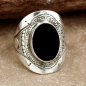 Preview: Schöner Tuareg Silber Ring mit Onyx - Tuaregschmuck