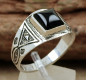 Preview: Tuareg Ring - Silber + schwarzer Onyx - Tuaregschmuck