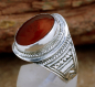 Preview: Tuareg Ring - Silber & roter Achat - Tuareg Schmuck