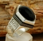 Preview: Tuareg Schmuck - Silber Ring mit Onyx und Ebenholz