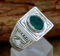 Preview: Tuareg Silber Ring mit Grünem Achat - Tuaregschmuck