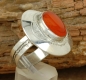 Preview: Tuaregschmuck - Großer Silber Ring mit rotem Achat