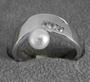 Silber Ring mit Perle - Blautopas