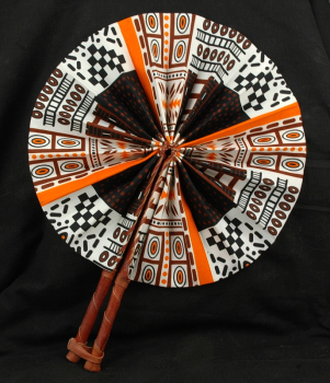 Preview: Afrika Fächer in Braun Tönen - Ausgefallenes Muster - Rückseite