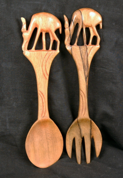 Afrika Salatbesteck aus Holz gefertigt - Gazelle