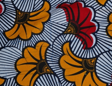Afrika Stoff - Waxprint - Motiv Ginkgo / Glücksbaum