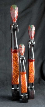 Afrikanische Holz Figuren - Set mit 3 Figuren
