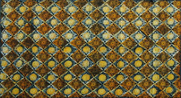 Afrikanischer Stoff - Afrika Batik in Orange / Gelb - Blüte