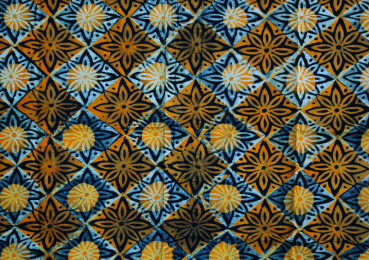 Afrikanischer Stoff - Afrika Batik in Orange / Gelb - Blüte