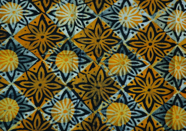 Afrikanischer Stoff - Afrika Batik in Orange / Gelb - Blüte