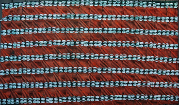 Afrikanischer Stoff - Afrika Batik in Rot - Kauri Muschel