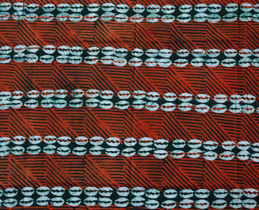 Afrikanischer Stoff - Afrika Batik in Rot - Kauri Muschel