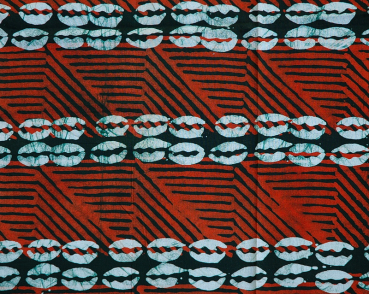 Afrikanischer Stoff - Afrika Batik in Rot - Kauri Muschel