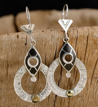 Ausgefallene Tuareg Ohrringe - Silber mit Ebenholz