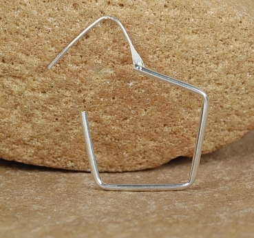 Preview: Creolen aus Silber 925 - Viereckig und Schmal - 34 mm - Offen