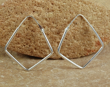 Creolen aus Silber 925 - Viereckig und Schmal - 34 mm