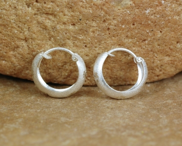 Preview: Creolen Silber 925 - Klein mit Diamant Schliff - 13 mm