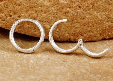 Preview: Creolen Silber 925 - mit Klappscharnier - 12 mm