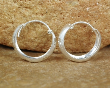 Preview: Creolen Silber 925 - Schön mit Diamant Schliff - 17 mm