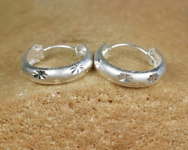 Creolen Silber 925 - Schön mit Diamant Schliff - 17 mm