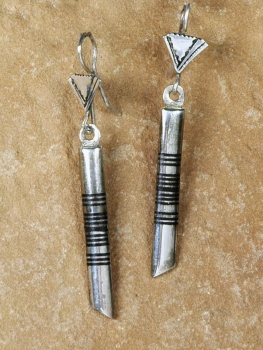 Elegante Tuareg Silber Ohrringe mit Ebenholz Einlagen