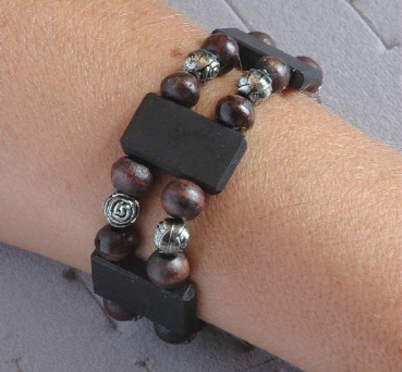 Elegantes Armband mit Perlen - Schwarz