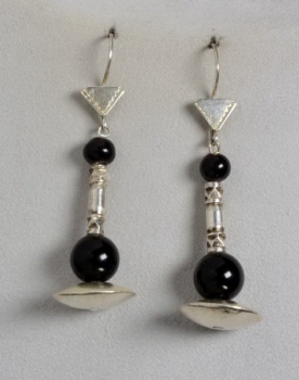 Extravagante Tuareg Ohrringe - Silber mit Onyx