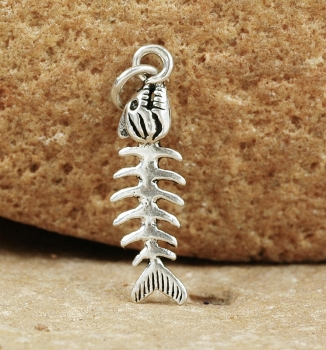 Fischgräte Anhänger Silber 925 - Fisch Gräte Skelett