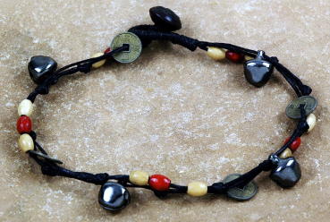Fußkette - Schwarz mit Münzen und Glöckchen