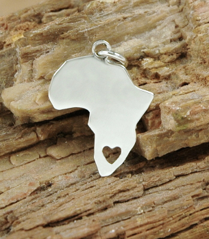 Kleiner Afrika Silber 925 Anhänger - Afrika Kontinent