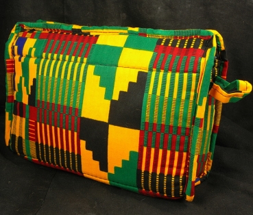 Preview: Kulturbeutel - Toilettentasche aus Afrika - Kente Design