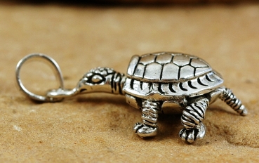 Preview: Land Schildkröte - Schöner Silber Anhänger - Beweglich