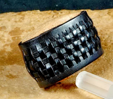 Leder Armband mit Flechtmuster - Schwarz & Breit