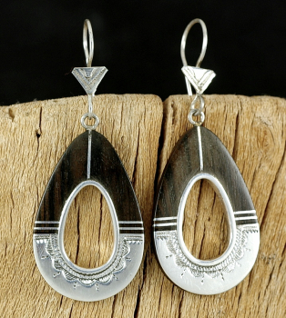 Schöne Tuareg Ohrringe - Ebenholz + Silber - Tuaregschmuck