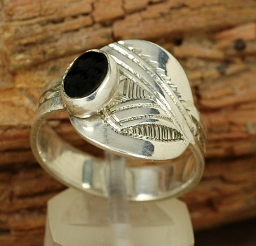 Schöner Tuareg Ring - Silber mit Onyx - verstellbar
