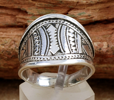 Preview: Schöner Tuareg Silber Ring - Dekoratives Muster