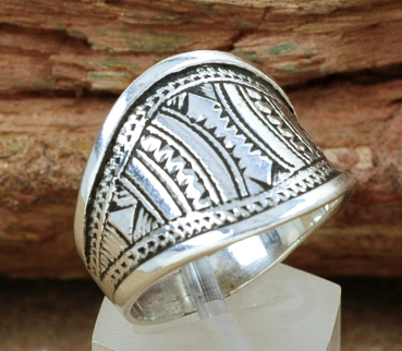 Schöner Tuareg Silber Ring - Dekoratives Muster