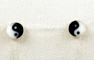 Silber 925 Ohrstecker mit Muschel - Yin Yang