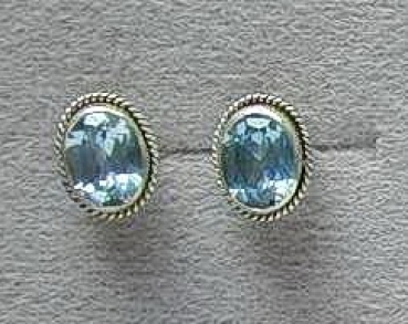 Silber Ohrstecker 925 - Dekoratives Modell - Blautopas