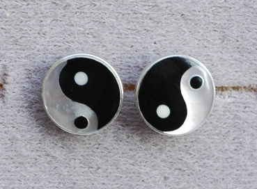 Silber Ohrstecker 925 mit Muschel - Yin Yang