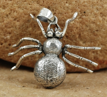 Spinne Anhänger Silber - Beweglicher Kopf + Beine