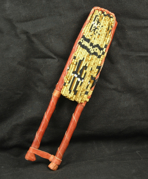 Preview: Toller Afrika Fächer in braun - Farbenfroh & Leuchtend - zugeklappt