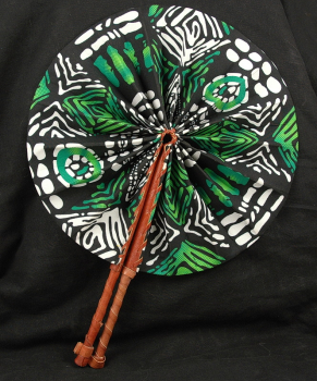 Preview: Toller Afrika Fächer in grün - Farbenfroh & Leuchtend - Rückseite