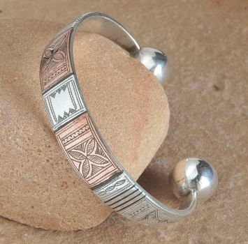 Preview: Tuareg Armspange - Extravagant mit Kupfer & Ebenholz