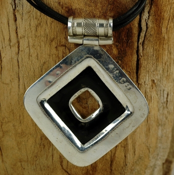 Tuareg Halskette Silber mit Onyx - Modernes Design - Rückseite