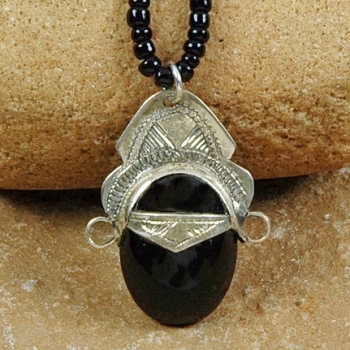 Tuareg Kette mit schönem Onyx Silber Anhänger